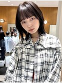 大人ボブ大人ショートボブ切りっぱなしボブ前髪あり前下がりボブ