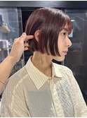 【大久保】ブリーチなしチェリーレッドカラーボブカット