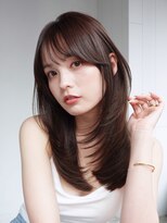 アルバム 池袋(ALBUM)&nbsp;ロンググレージュ前髪カット韓国ヘア顔周りレイヤー_F31132