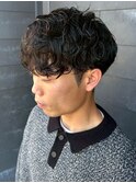 刈り上げ マッシュ ニュアンスパーマ 波巻きパーマ ツーブロック