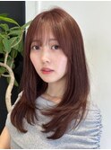 顔周りレイヤーカットくびれヘアミルクティーベージュカラー韓国