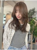 レイヤーミディ×ブリーチなし透明感オリーブベージュ