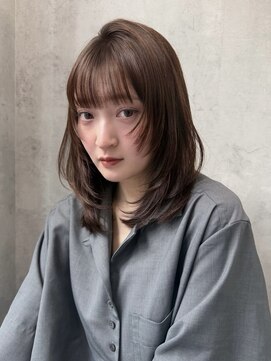 ラベル 渋谷(LAVEL) ブラウンシースルーバングミディアムレイヤーシャギー髪質改善