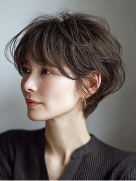 ハーツ 青山表参道店(Heart's) 白髪ぼかし脱白髪染め似合わせショートボブ40代50代60代