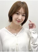 レイヤーボブ顔まわりカットマロンベージュシースルー前髪KA-143