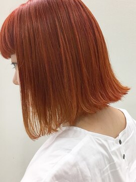 ブルーフェーセス 表参道(blue faces) 『bluefaces』 ブラッドオレンジカラー×切りっぱなしボブ