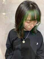 ロア 福岡天神本店(LORE) ヘムラインインナーカラー☆グリーン