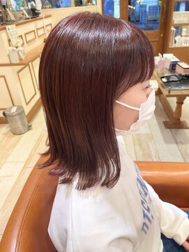 ネオリーブ クタ 町田店(Neolive kuta) ピンクオレンジベージュ×切りっぱなしロブ【町田/町田駅】