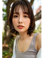 ハバナ 渋谷(HAVANA) 20代30代大人可愛いグレージュカラー斜めバングショートボブ