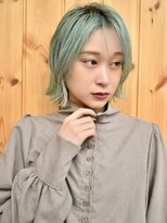 ブゾン(buZon)&nbsp;切りっぱなしボブ×エメラルドグリーン