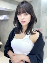 ★くびレイヤーエモージュ黒髪グレーベージュレイヤーロング