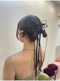 梅田ヘアセットRiccoカチモリ×ツイン×三つ編み