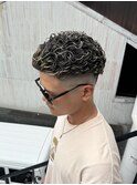 短髪パーマ 極道パーマメッシュカラー
