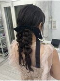 ツイン編みおろしアレンジヘアセットヘアアレンジ