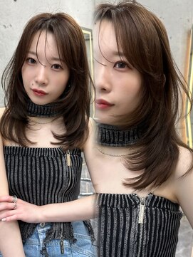 サイン 渋谷(SIGN) 韓国ヘアーハッシュカットレイヤーカットグレージュブリーチ無し