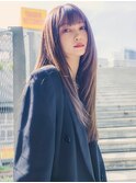 髪質改善トリートメントで叶う美髪ストレート　艶髪　前髪