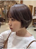 大人可愛い20代30代40代ボブショート大人前髪透明感カラー 