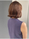 オレンジブラウン_マロンベージュ Aラインボブ かきあげ
