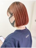 切りっぱなしボブショートボブミルクティーベージュダブルカラー