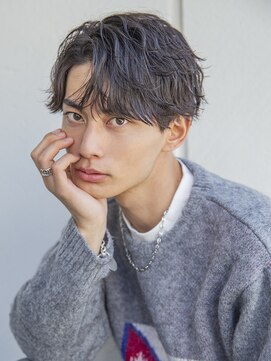 シティ(CITY) 小久保styleフェザーパーマグレーブルーカラー刈り上げショート