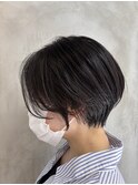 レディースショートボブ黒髪ボブブルーブラック
