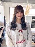 レイヤーカット ウェーブ巻き ブリーチなし透明感カラー