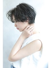 【Blanc/難波】ショートヘア＿デジタルパーマ＿グレージュボブ