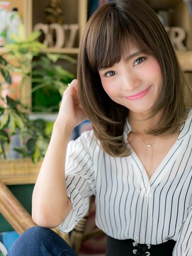 カバーヘア イヴ 戸頭店(COVER HAIR EVE) ■EVE戸頭9-31★■斜めバング＆ヌーディーストレートで透明感☆
