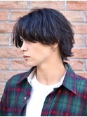 フェザーパーマ毛流れセンターパートウルフ