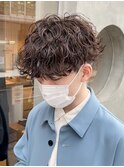 無造作パーマツイストスパイラルパーマツーブロックメンズカット