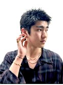 MEN'S HAIRスパイキーショートスペインカールブルーブラック