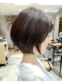 ｛岩田莉奈｝うる艶カラー30代40代50代丸みショートひし形新宿