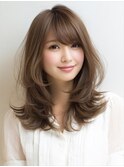 ☆シースルーバング小顔ウルフミディ黒髪メルティカラーボブ