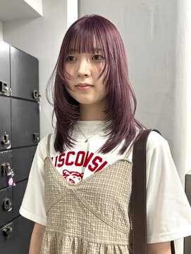 ヘアー アイス 御器所本店(HAIR ICI) 大人かわいい暖色ピンクパープルカラー秋カラー
