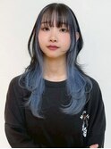 デザインカラー ブルーカラー レイヤーカット ブリーチ