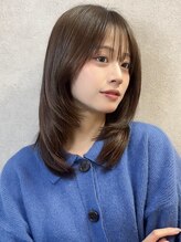 ミレバイジェニー (mirae by geny) オリーブグレージュミディアムレイヤーカット