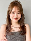 美髪シースルーバングダークパープルモテ髪愛され前髪夏艶感
