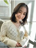 ミディアムボブシースルーサイドバング