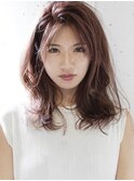 耳かけウルフレイヤー無造作バング『archive』ピンクブラウン
