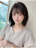 20代30代40代大人かわいい小顔ボブ ひし形シルエット グレージュ