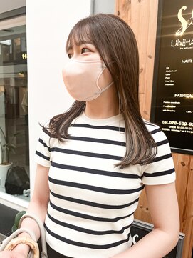 アンヘアー 元町三宮(UNHAIR) ぱっつん前髪×ことりベージュ