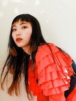 テトヘアー(teto hair)&nbsp;ロングヘア 姫カット 裾カラー オレンジカラー デザインカラー