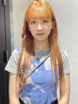 ラミエバイメルト 下北沢(lamie by melt) ぱっつん前髪小顔くびれ韓国風ハイトーンオレンジベージュ／毛利