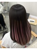 デザインカラーボブ_ピンクブラウン切りっぱなしボブ