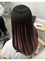モモ(momo) デザインカラーボブ_ピンクブラウン切りっぱなしボブ
