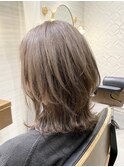 大人可愛い20代30代40代 グレージュウルフ　クラゲヘアー