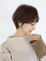 30代40代50代耳かけショートボブ前髪あり丸みショート白髪ぼかし