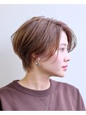 センターパート/ハンサムショート/ブリーチなし/ベージュ/豊橋