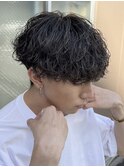 原宿シャドウパーマメンズカット刈り上げマッシュ無造作パーマ