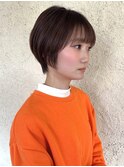 ショートレイヤー 顔周りカット 前髪カット アッシュブラウン